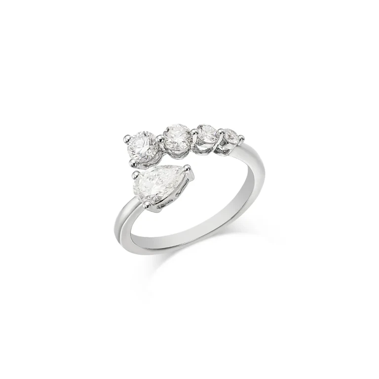 Luxe Collection Certified Lab Grown Diamond Graduated Round & Pear Ring in 14K Gold, 1.0 tcw