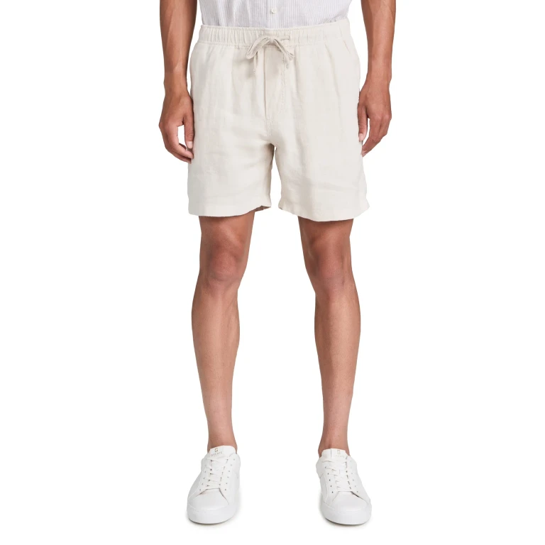 Faherty Essential Linen Drawstring Shorts 6 Weathered Sand M