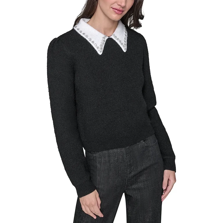 Karl Lagerfeld Paris Embellished Collar Sweater