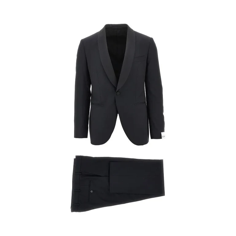Tailored wool suit with satin details Man 46