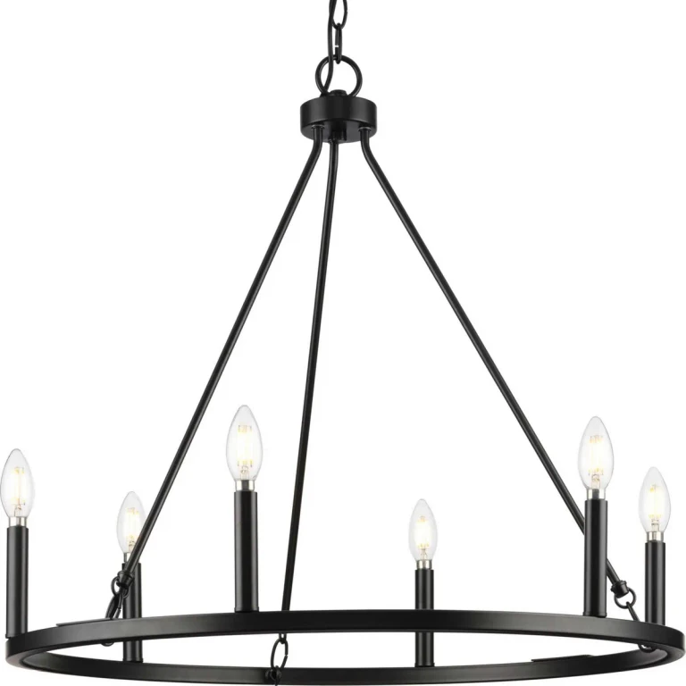 Matte Black Six Light Chandelier from the Gilliam Collection