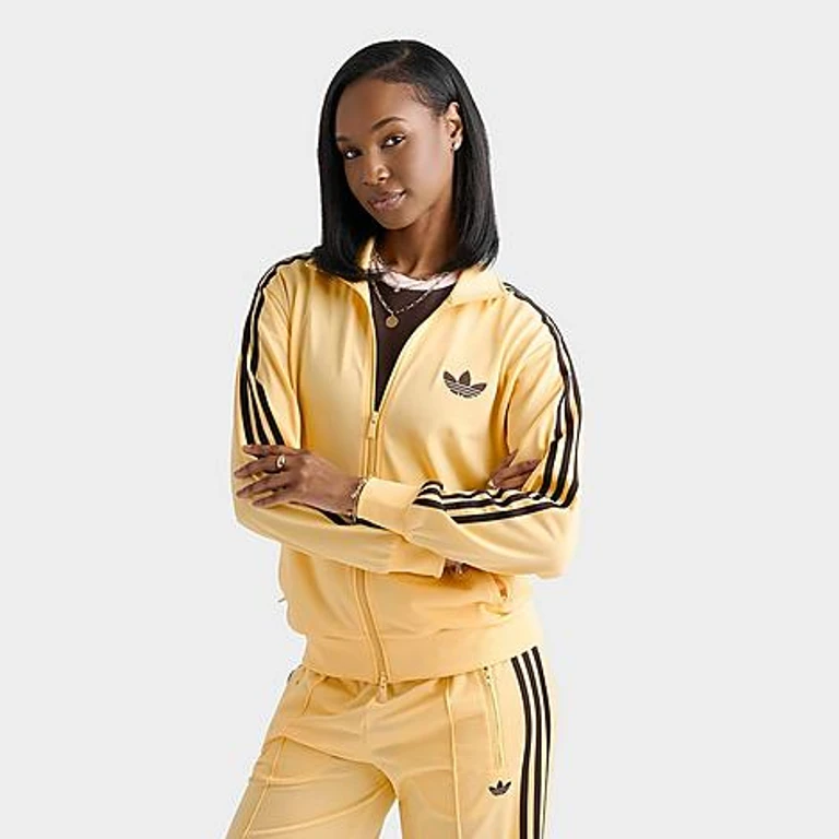 adidas Women's Originals adicolor 3-Stripes Firebird Loose Track Top in Orange Tint Size: XS