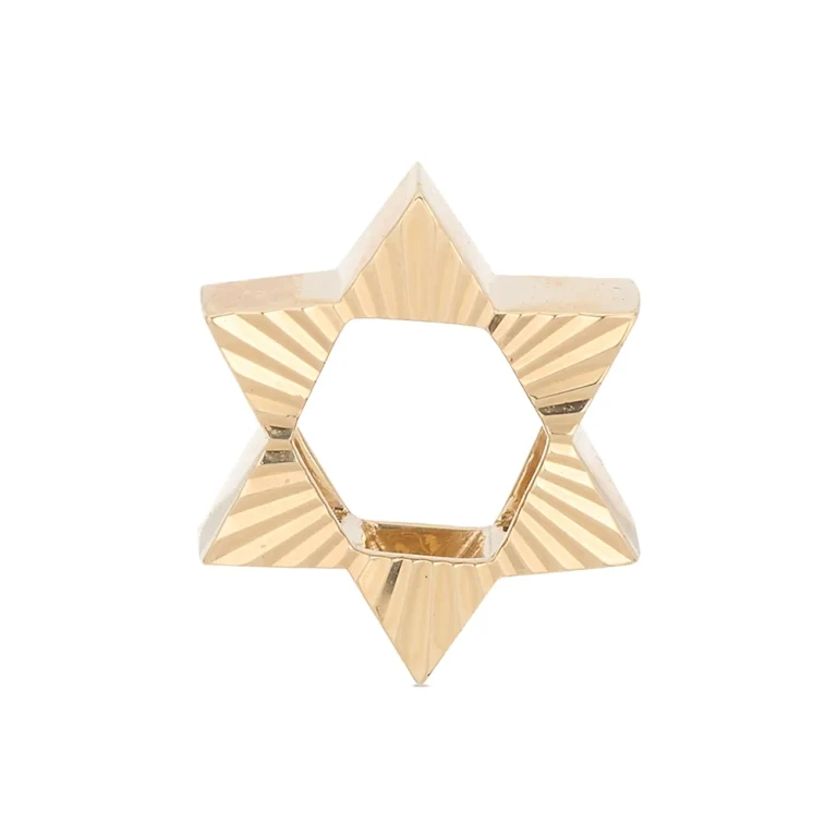 Adina Reyter 9K Yellow Gold Star of David Fluted Big Bead Pendant
