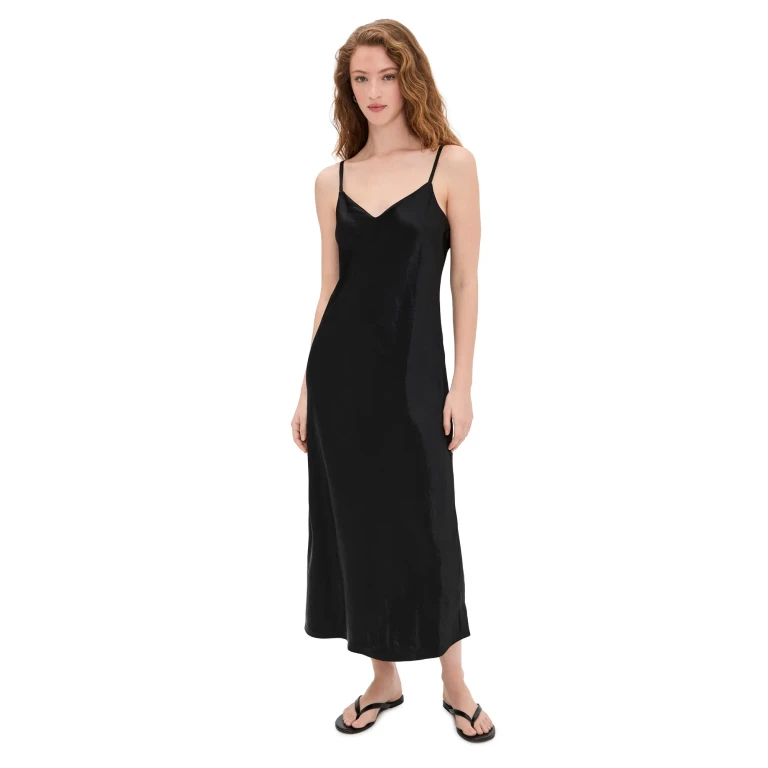 Vince V Neck Slip Dress Black XL