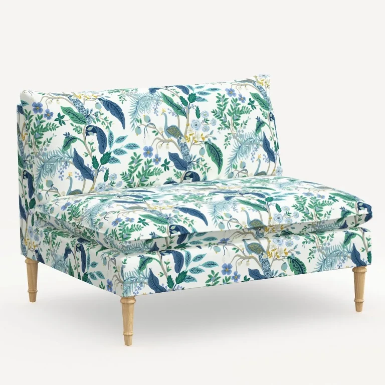 Louie Blue Peacock Armless Loveseat