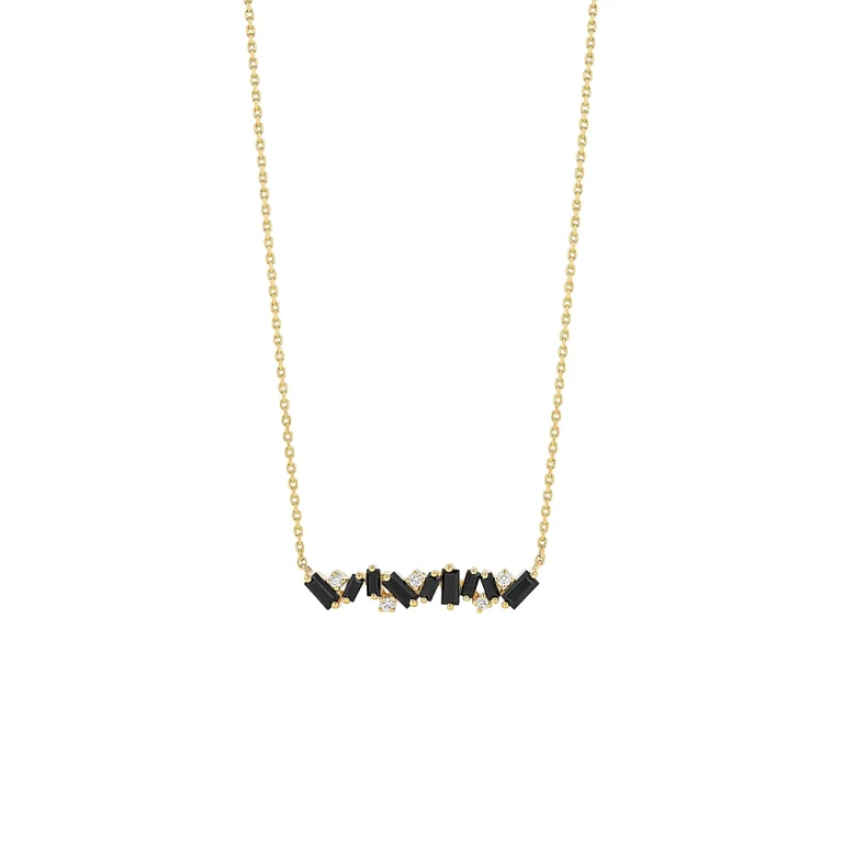 Suzanne Kalan 18K Yellow Gold Frenzy Black Sapphire & Diamond Bar Necklace, 16-18