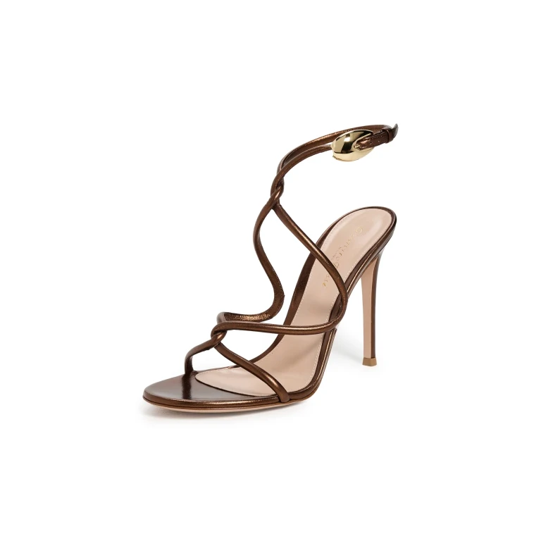 Gianvito Rossi Jungle Mamba Sandalen aus Metallic-Leder