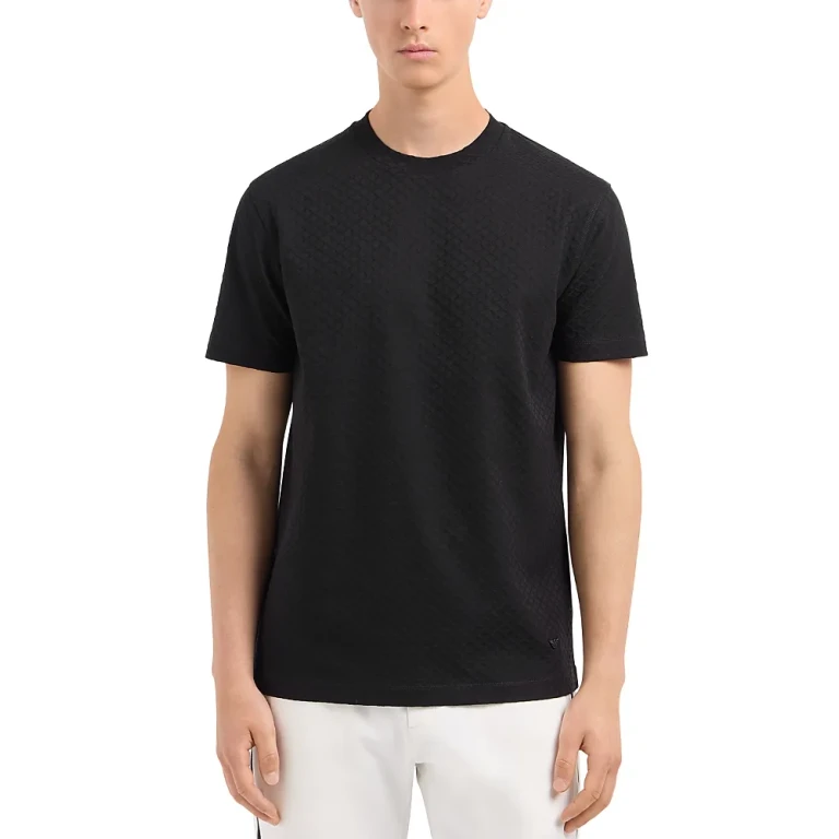 Emporio Armani Cotton Jersey Diamond Jacquard Tee