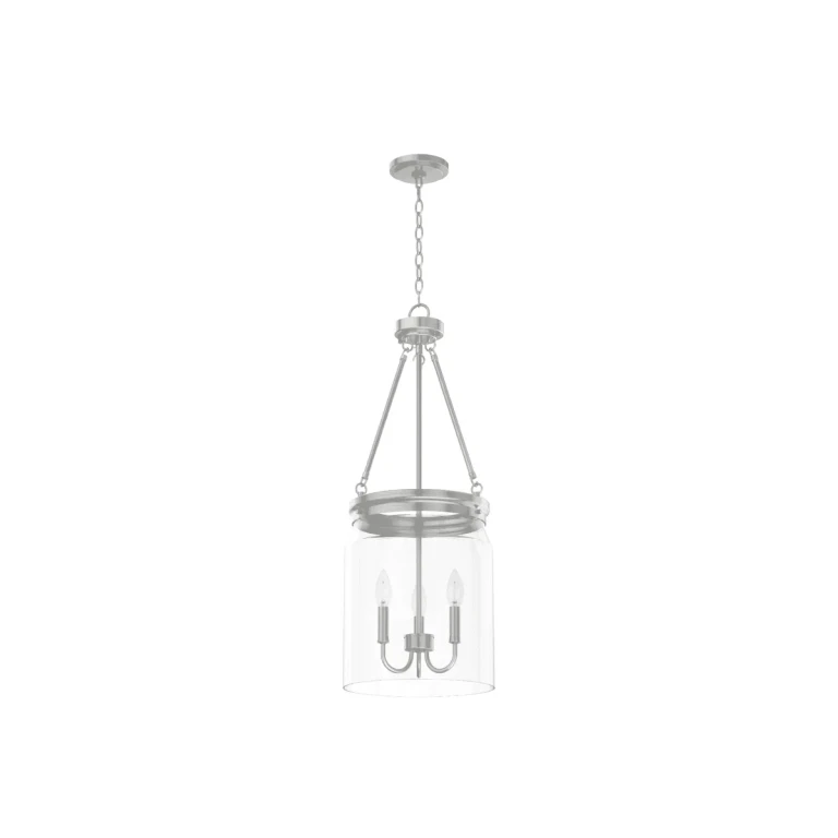 Brushed Nickel Three Light Pendant from the Devon Park Collection