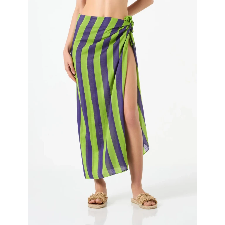 MC2 Saint Barth Cotton Pareo With Striped Print