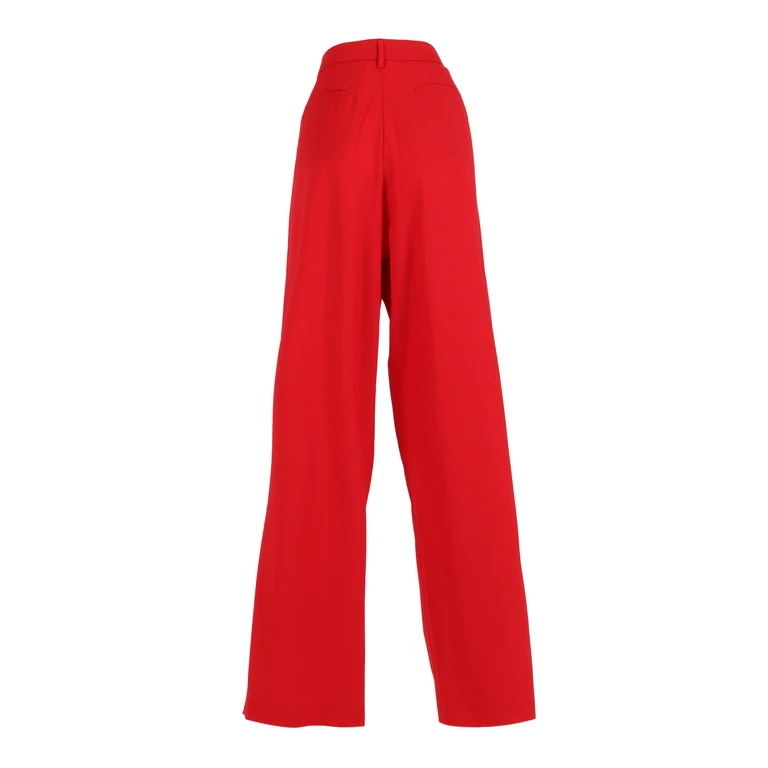 Fabiana Filippi Bistretch Wool Wide Leg Trousers With Filo Diamante Detail Red - Women