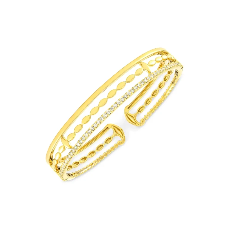 Etho Maria 18K Yellow Gold My Etho Ii Diamond Triple Row Cuff Bracelet