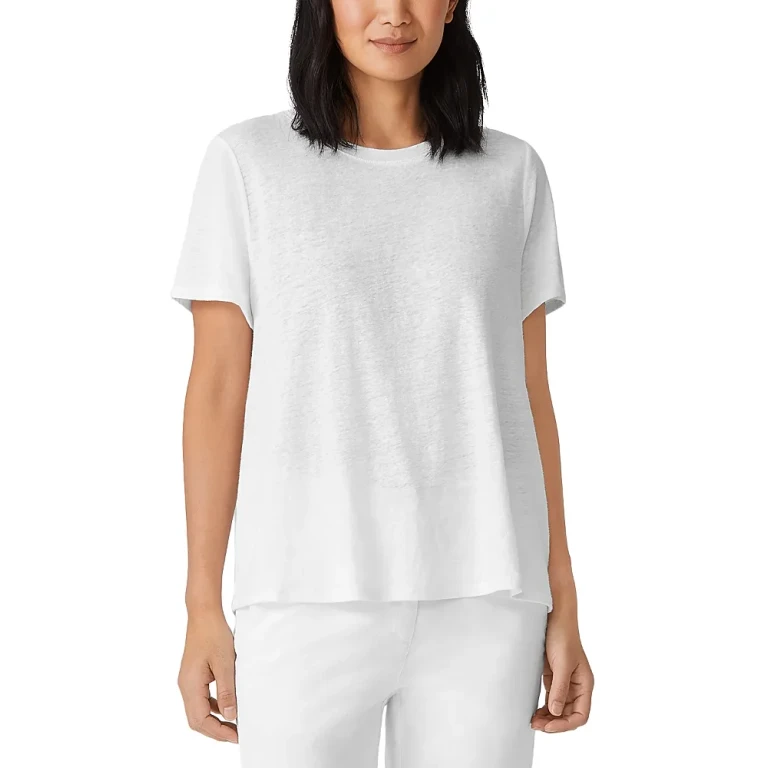 Eileen Fisher Linen Crewneck Short Sleeve Tee