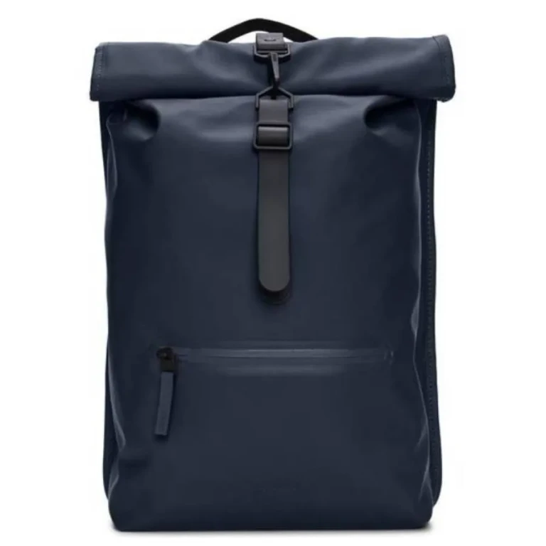 Rains Navy Waterproof Rolltop Rucksack