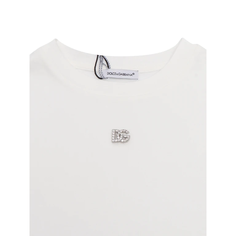 Dolce & Gabbana Junior T-Shirt White Cotton Long Sleeves