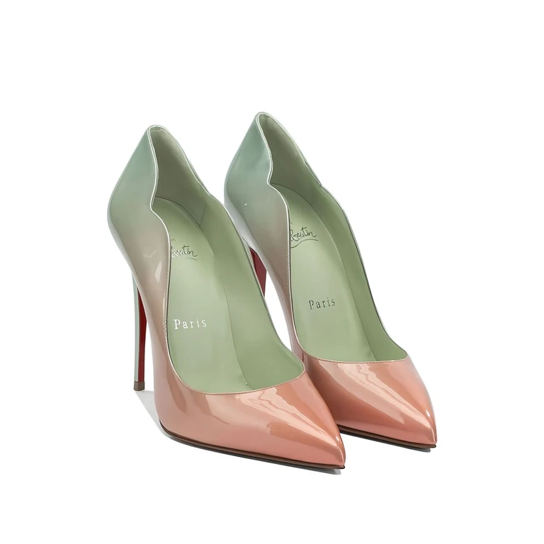 LOUBOUTIN Flat shoes Mint Green / Blush Pink Ombré Patent Leather - Women
