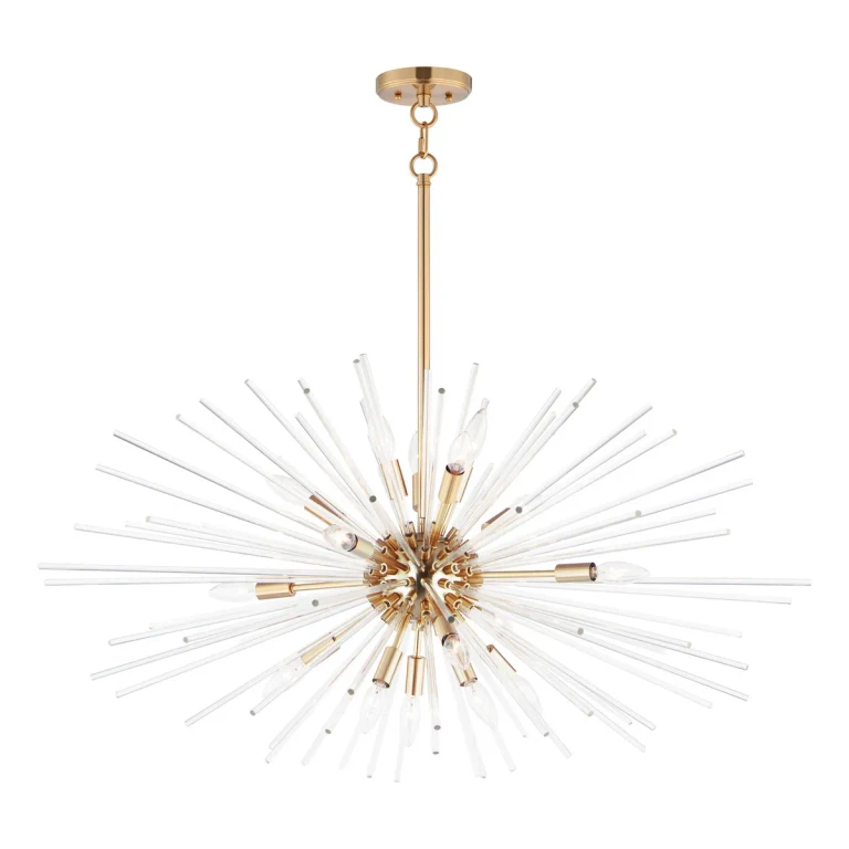 Satin Brass 16 Light Pendant from the Polaris Collection