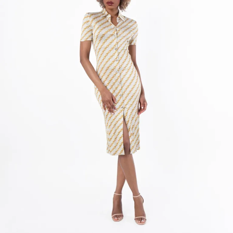 Versace Chain Stripes Midi Shirt Dress