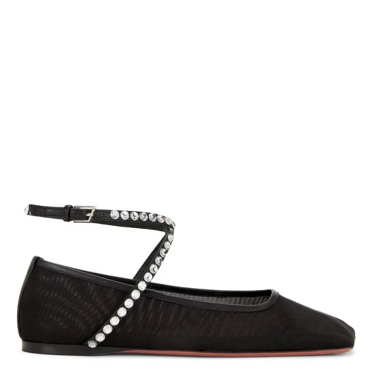 Amina Muaddi Ane Mesh Crystal Flats