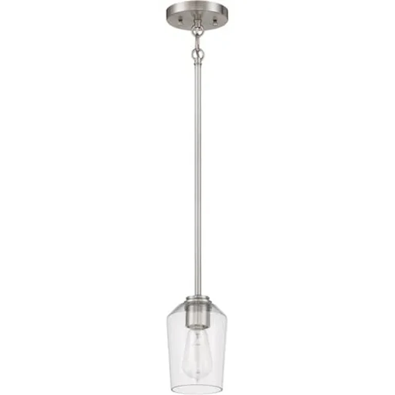 Brushed Polished Nickel One Light Mini Pendant from the Shayna Collection