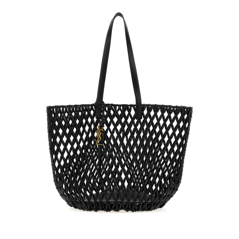 Saint Laurent Black Beads Shopping Bag Neronero Borse A Mano - Women