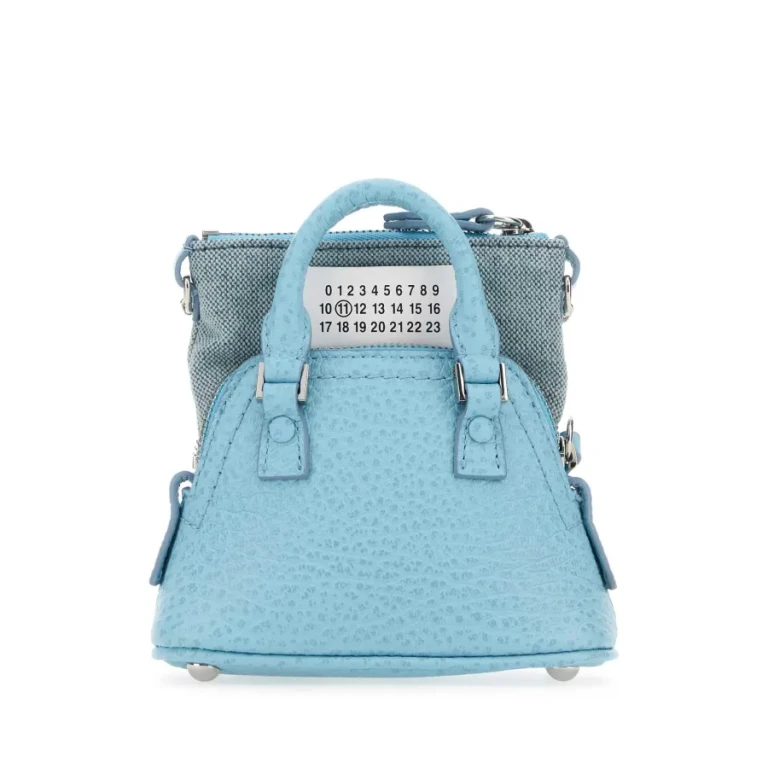 Light Blue Leather And Fabric 5ac Classique Baby Handbag