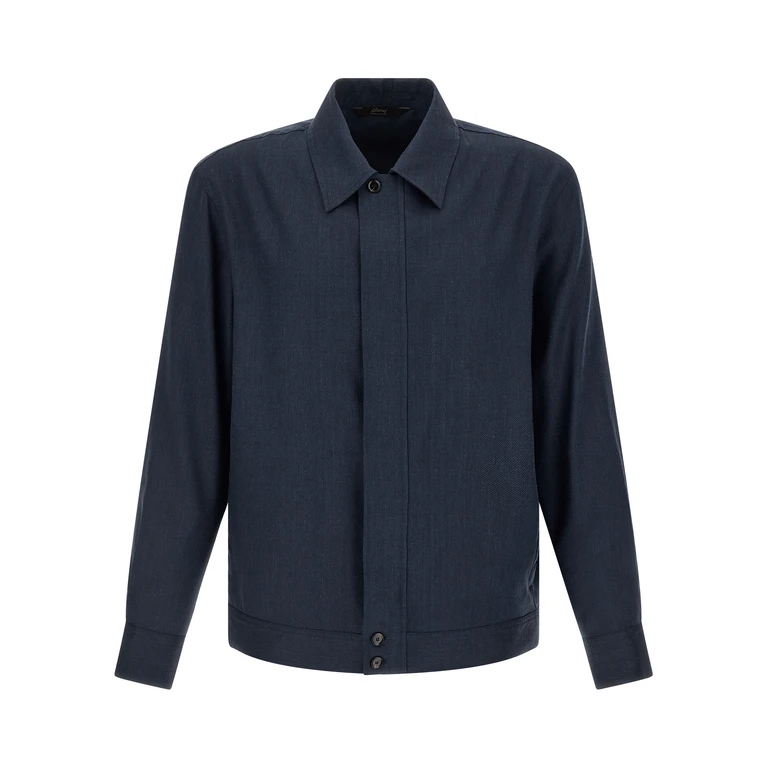 Blue Linen Full-Length Jacket Clothing - Men