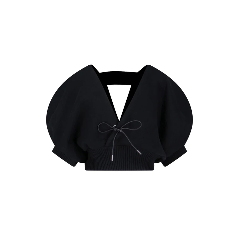 Sacai Sweaters Black Cotton - Women