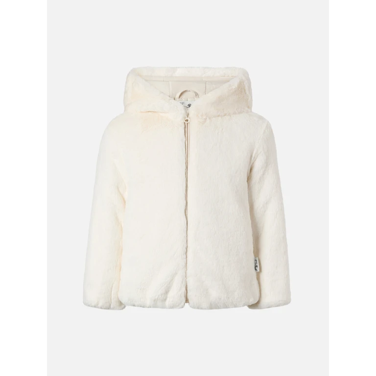 Mc2 Saint Barth Faux-Fur Jacket With Hood, Ears And Trudi Charm White