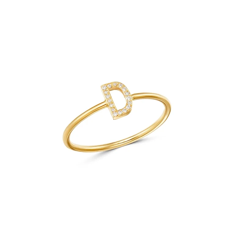 Zoe Lev 14K Yellow Gold Initial Diamond Ring