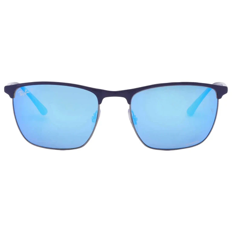 Ray Ban Blue Chromance Square Unisex Sunglasses RB3686 92044L 57