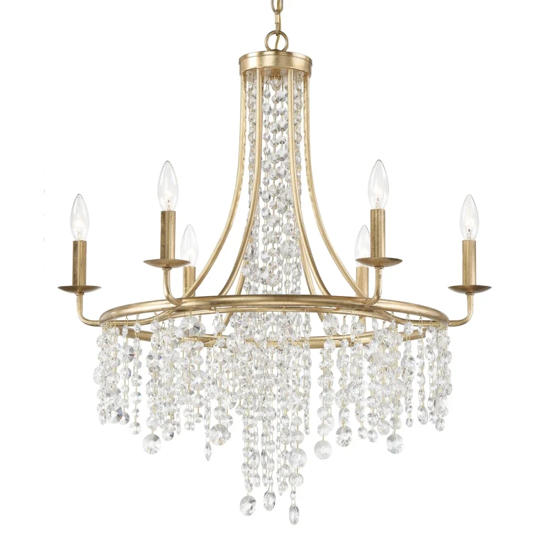 Crystorama Gabrielle 6-Light Traditional Chandelier in Antique Gold