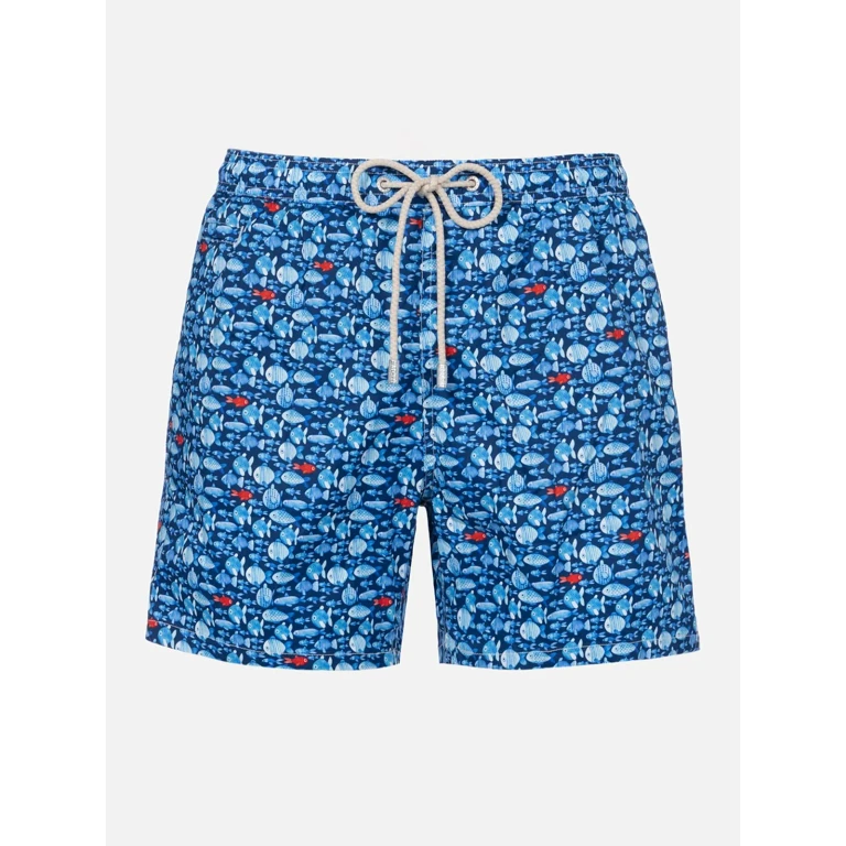 MC2 Saint Barth Comfort Light Classic Stretch Swim Shorts With Fishes Print