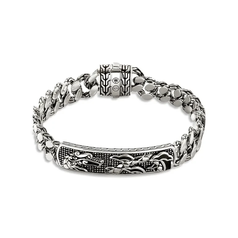 John Hardy Sterling Silver Legends Naga Dragon Plate Curb Link Bracelet