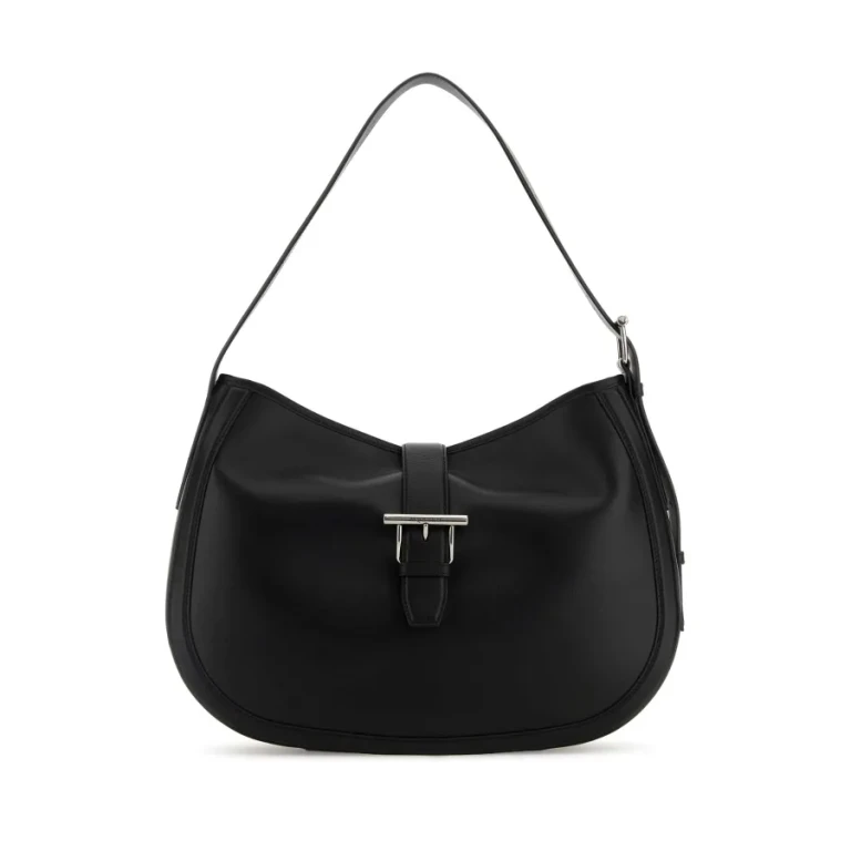 Alexander Mcqueen Black Shoulder Bag With Adjustable Shoulder Strap And T Buckle Closure On The Front In Leather