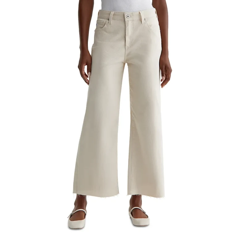 Ag Saige Mid Rise Cropped Wide Leg Jeans in Opal Stone