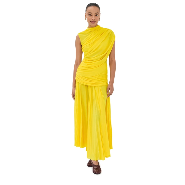 Proenza Schouler Irma Two Piece Dress In Gauzy Jersey Yellow 0