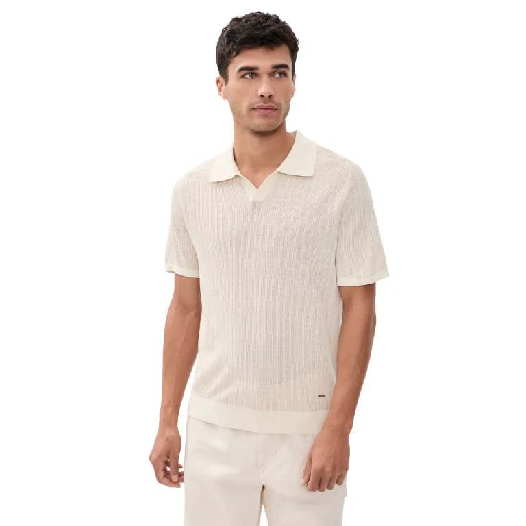SIMKHAI Radcliffe Knit Polo Off White Multi M
