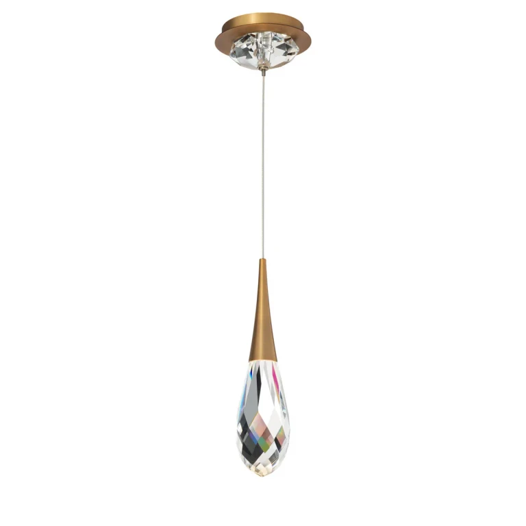 Hibiscus 1-Light LED Mini Pendant in Aged Brass