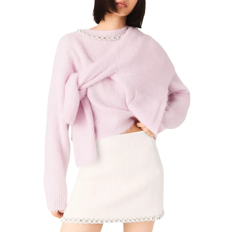 Maje Pearl Trim Tweed Skirt