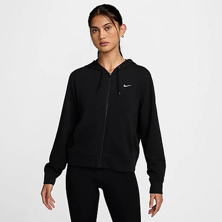 Nike Women's One Dri-FIT French Terry Full-Zip Hoodie in Carbon Heather Size: 2XS
