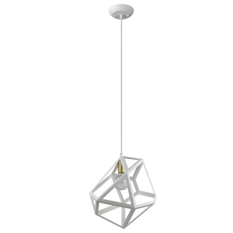 White One Light Pendant from the Hedron Collection