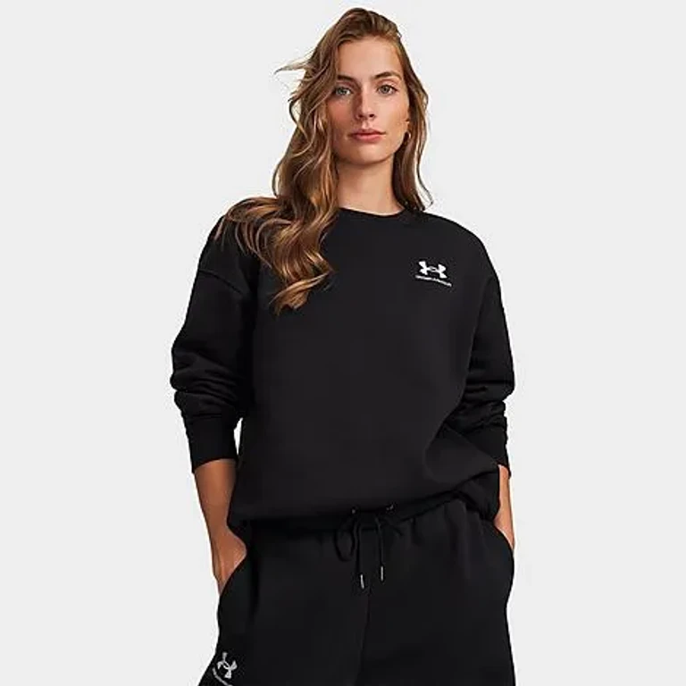 Under Armour Women's Icon Fleece Oversized Sweatshirt in Black/White Size: XS