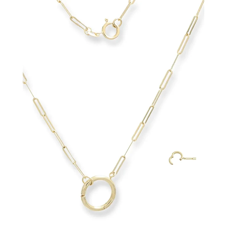 O-Clasp Paperclip Necklace in 14K Yellow Gold, 18