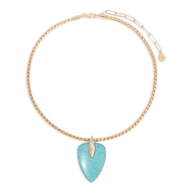 Ettika Turquoise Solstice Turquoise & Cubic Zirconia Pendant Choker Necklace, 15.5-18.5