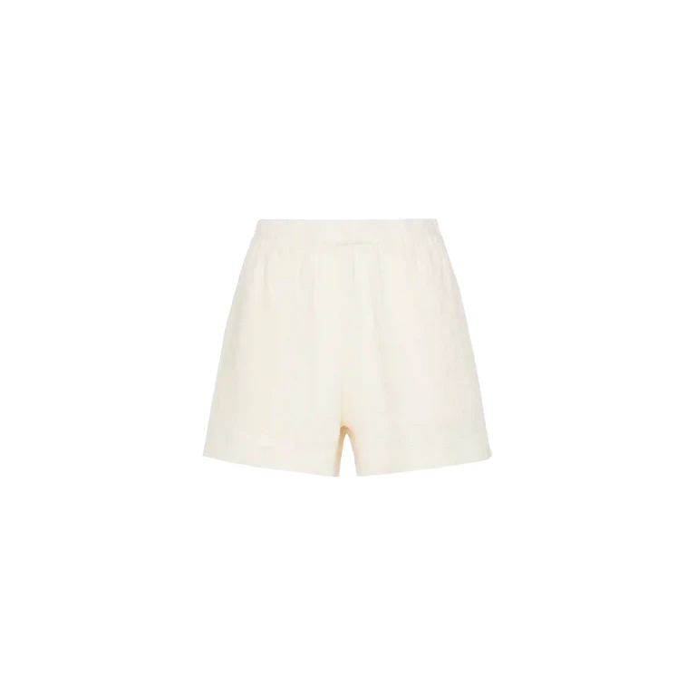 Mc2 Saint Barth Meave Cotton Muslin Pull Up Shorts White Pant - Women
