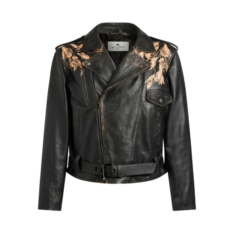Etro Leren jas met luipaardprint