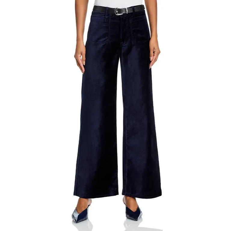 Frame Le Slim High Rise Palazzo Mode Jeans in Navy Velvet