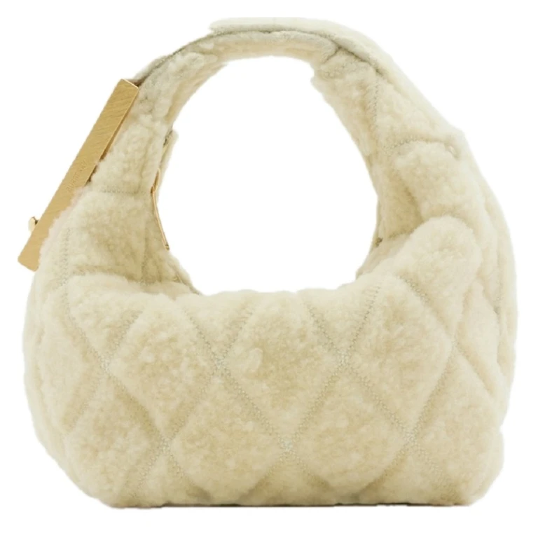 Burberry Ecru Ladies Quilted Lamb Fur Tote Bag