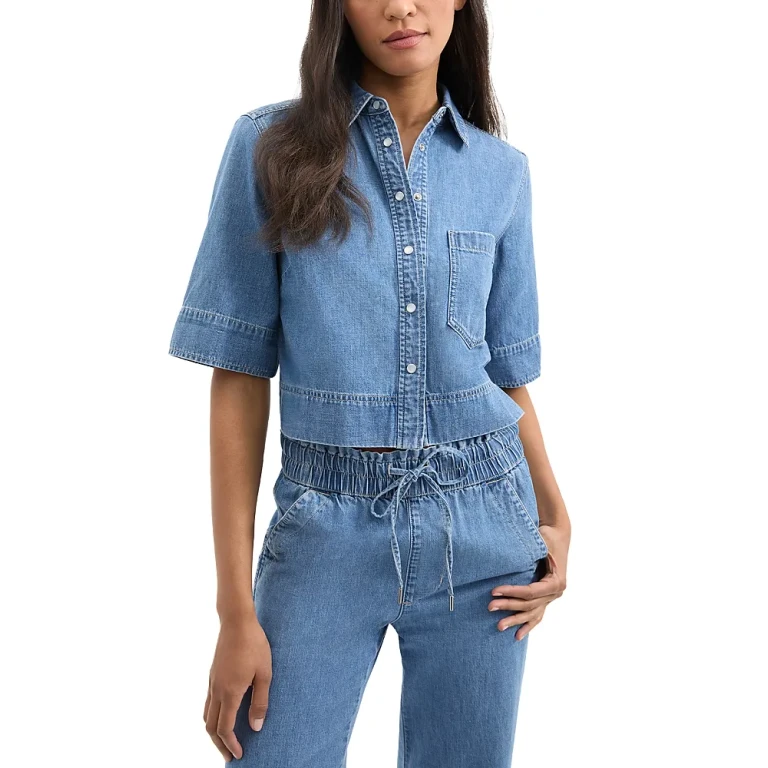 Veronica Beard Spruce Cropped Denim Shirt